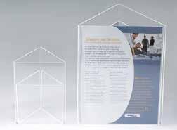 Multi-Sided Sign Holders Invite viewing from every angle Crystal-clear frames display signs that are visible on all sides Heavy-duty acrylic construction to withstand heavy use INSERT SIZE CAT.