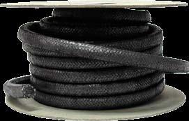 No. 651 - CARBON YARN GRAPHITE FILLED PACKING Description: Manufactured from pure carbon yarn which is interlock braided and impregnated with lubricants and graphite particles which fill voids, block