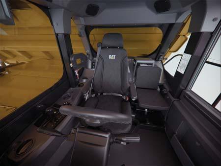 spacious with window area that supports visibility An integrated footrest provides comfort and support Sound suppression has decreased noise by 50% The cab is isolation mounted reducing noise and