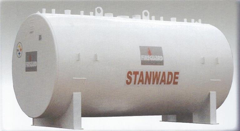 Fireguard Tanks Horizontal 4-Hour Fire Rated per SwRI #93-01 Florida register EQ #581 Sizes available 250 gallons to 25,000 gallons Tanks can be made cylindrical or rectangular designs Tanks can have