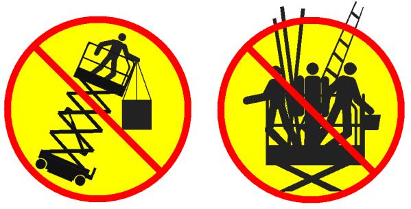 Safety Rules Do not push the machine or other objects with the platform. Do not operate the machine with the chassis trays open.