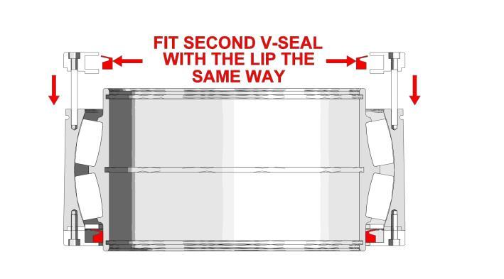 Make sure the v seal is the same way as the first seal.