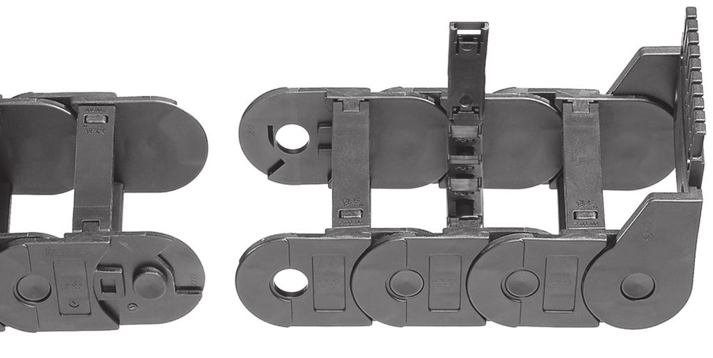 E2 Medium - E-Chains with 2-part link design for a wide range of applications E2 Medium - the standard The E2 Medium Series is the largest of the E2 family of E-Chains features snap-open crossbars