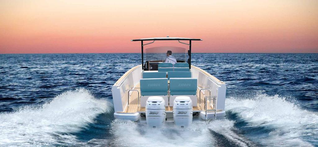 max. speed 2 engine options from strong to extreme power: 2 x 300 hp or 2 x 350 hp FJORD 36