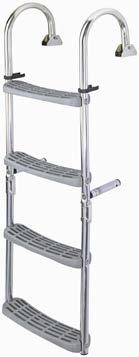 Boarding ladders AISI 316 st. steel folding ladder, 180 crook and adjustable anti-slip steps in grey plastic. With fixed stand-offs, in st. steel. Boarding ladders AISI 316 st.