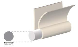 White semi-rigid PVC profile mounting for sunbathing cushions.