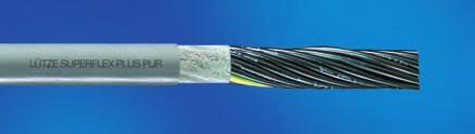 PUR c-track cables For highest requirements LÜTZE SUPERFLEX PLUS N PUR UL 300 V Machine and device construction, transport and conveyor technology Through full PUR jacket and TPE conductor insulation