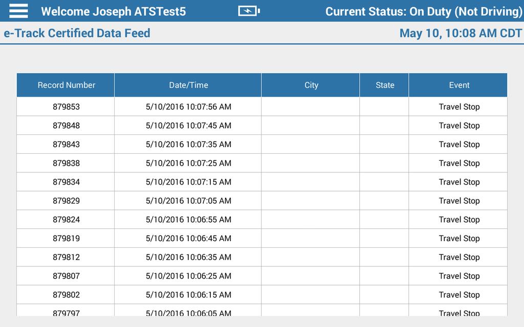 Dashboard Dashboard > Dropdown Menu (continued) Data Feed: DOT Officers can request to see the Data Feed along with a drivers DDL s when at a weigh station or anytime the vehicle is stopped.