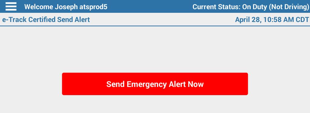 Dashboard Dashboard > Dropdown Menu (continued) Send Alert: If a driver has an accident or any other issue while on the road and needs to notify the administrative users quickly, the Send Alert