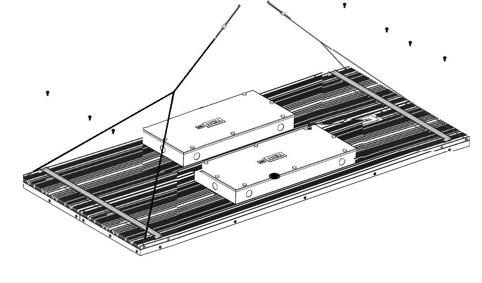 INSTALLATION INSTRUCTIONS FIXTURE MOUNTING AND HIGH VOLTAGE POWER CONNECTIONS TANDEM MOUNTING (FIGURE 4) 1. Place fixture face down, side by side on flat surface. 2.