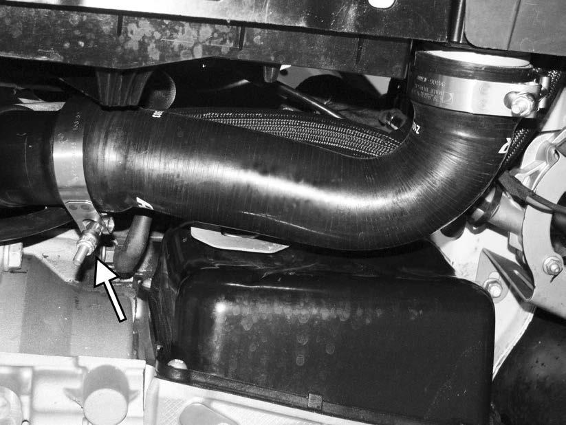 107) Reinstall the intercooler inlet to the turbo outlet pipe, and install