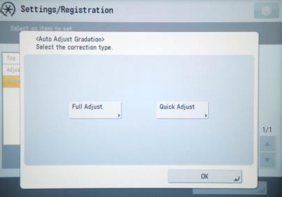 Settings/Registration>Adjustment/Maintenance >Adjust Image