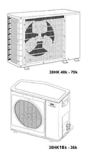 38HK18-70 38HQ18-24 Condensing Units - 50Hz 1 to 6 Nominal Tons Product Data The 38H Series Energy-Efficient Split condensing units incorporate innovative technology to provide reliable cooling