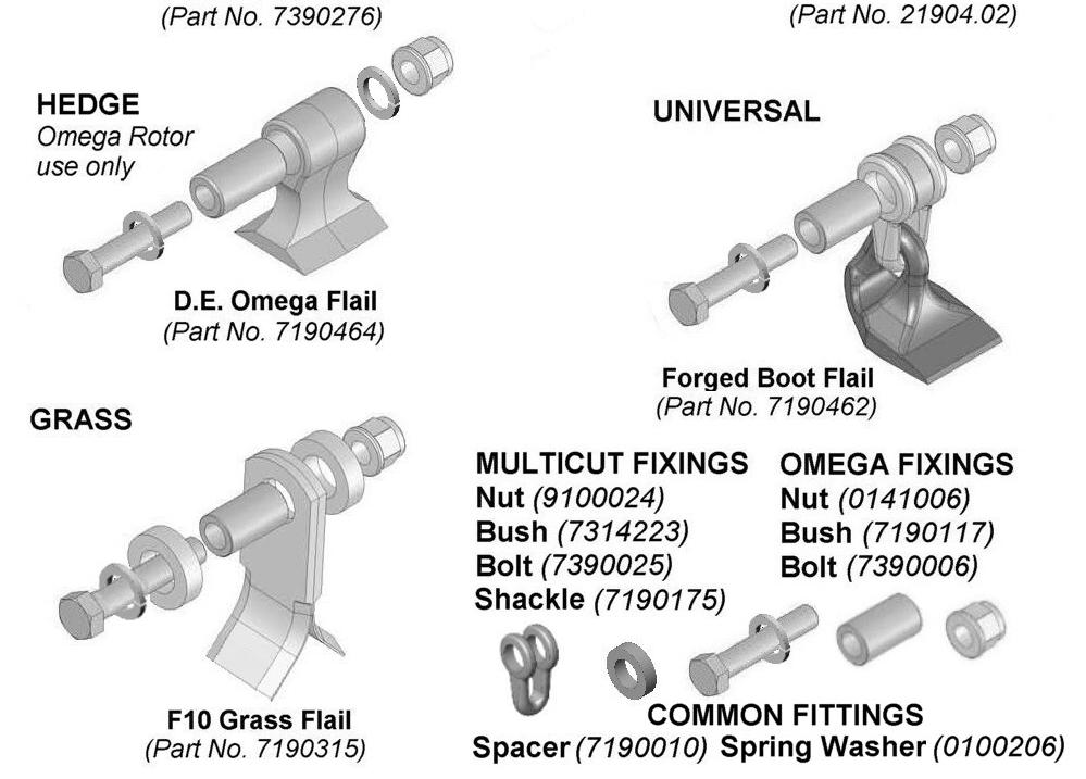 various flails and fixings