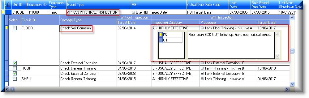 TANK RBI SCHEDULING PCMS will notify inspector what damage mechanisms to inspect for PCMS generates an inspection plan per intrusive/extrusive inspection