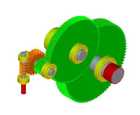 Both couplings can either be on the same side of the gearbox or on the different sides. On the input and output shafts, an external load/force is applied (green arrow).