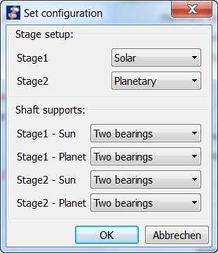The number of bearings or supports can be changed using a special function. Figure 13.1-1 Examples of gearbox layouts Planetary gearbox package also includes a model for single stage gearbox 13.
