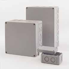 ECO/PCI compact enclosures 60 Thermoplastic enclosure for industrial applications ECO version: base with smooth side walls, lid version standard or transparent PCI version: base with knock-outs for