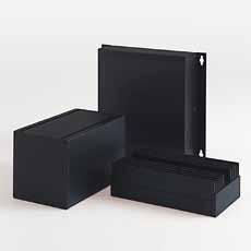 Multitronic 77 EMC aluminium electronic enclosures for MCR technology Integrated guide grooves for PCB's External mounting slots with spring nuts Included in delivery: Enclosure with two aluminium