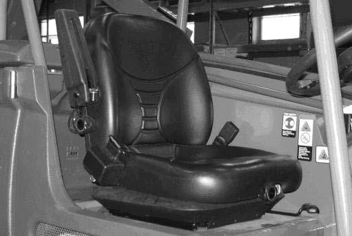 OPERATION OPERATOR SEAT The operator seat has three adjustments: backrest angle, operator weight, and front to back. The front to back adjustment lever adjusts the seat position.