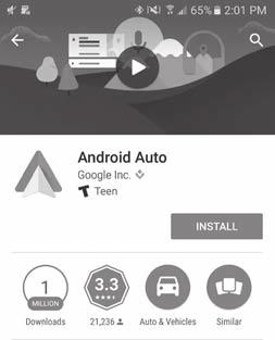NEW SYSTEM FEATURES USING ANDROID AUTO To connect your Android Auto capable cellular phone to the system, you must connect a USB cable to the USB port located below the center console.