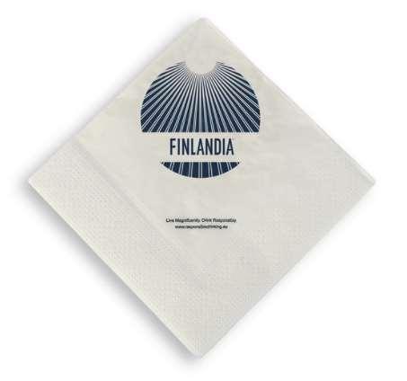 10 F844 NAPKINS/PACK OF 200/27 PACKS White paper napkins with blue & white FV sunlit horizon logo and responsibility