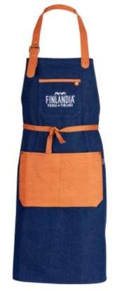 36 F861 APRON BIB FOR BARTENDERS FV Long blue denim apron with a small pocket on the