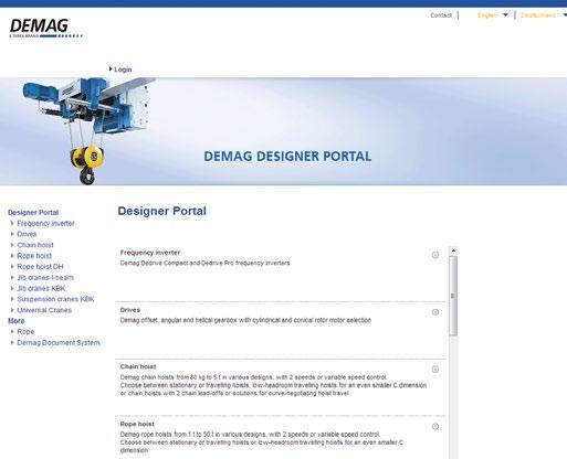 The fast way to select your Demag DR-Pro rope hoist www.demag-designer.de is the address where all important facts and data on Demag DR-Pro rope hoists can be found.