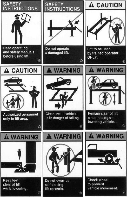 1.4 Warnings (Read and understand all safety warnings before operation) All safety warning signs attached on the lift are for the purpose of drawing the user s attention to