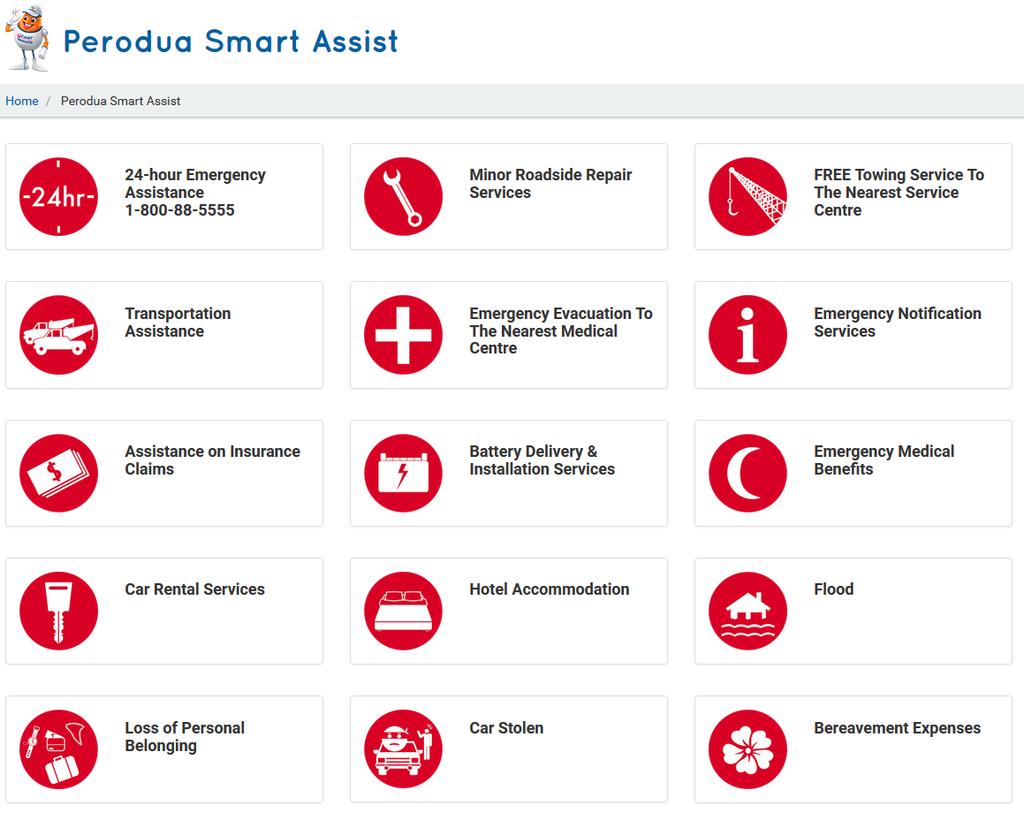 1.11 PERODUA SMART ASSIST Perodua Smart Assist page display list of services