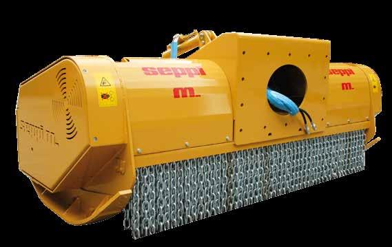High-performance hydraulic drive High performance SUPERFORST hyd mulchers with double drive are compatible with tractors with hydraulic flow rates of up to 720 l/min and are available with different
