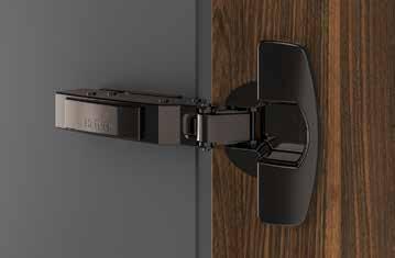 Fast assembly concealed hinge without self closing feature Sensys 8661 in obsidian black, for thick doors 95 opening angle Hett CAD Hinge with clip on installation without self closing feature For