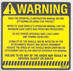 Refer also to the vehicle manufacturer s operating and safety instructions Warning!
