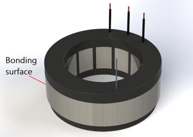 Figure 3-1: The bonding surface of a stator 3.3 Rotor mounting A rotor can be mounted using one of the following two methods axial clamping or bonding.