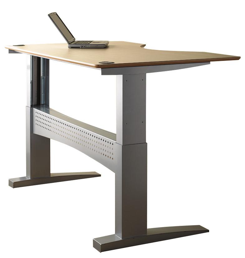 double pedestal electric height adjustable desk frame series 5011 FEATURES High quality German Bosch motor for quiet and reliable movement Two integrated cable management trays Metal modesty panel