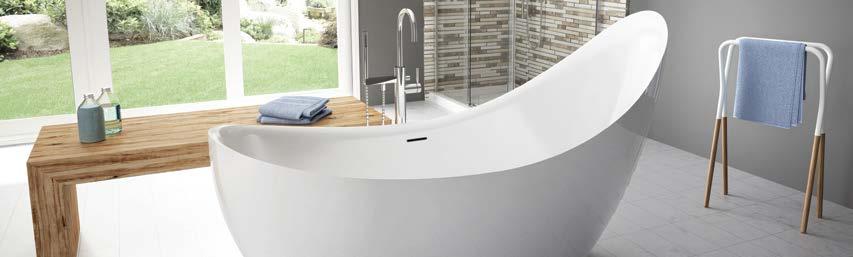 NEW and IMPROVED Freestanding tub installation made easy Asymmetrical Design Makes installation easier especially when installed next to a freestanding faucet rough-in or a wall.