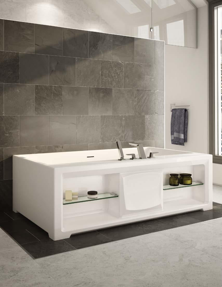 new ONE WALL STYLE TUBS Features acrylic bathtubs Slotted overflow Iapmo and cupc certifies Glass shelves for storage Large seated deck area Faucet mountable on deck area