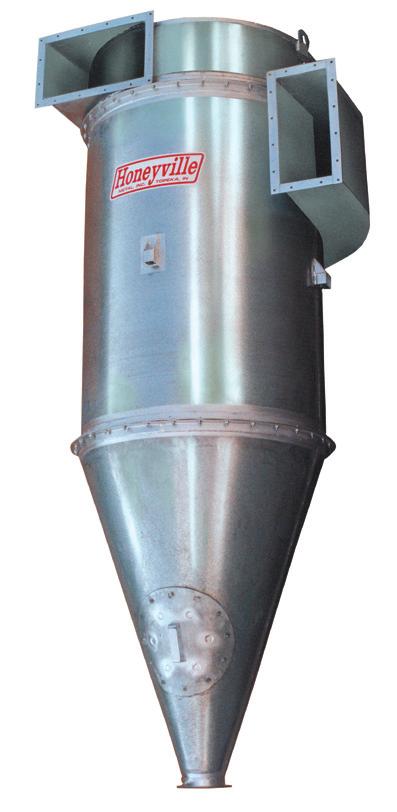 A Tall Body and Steep Cone Design assures a Faster Drop of Material to Cone Outlet. Body and Cone Constructed of Heavy Gauge, Welded, Carbon Steel. Flanged Mid-section to Bolt Together at Job Site.