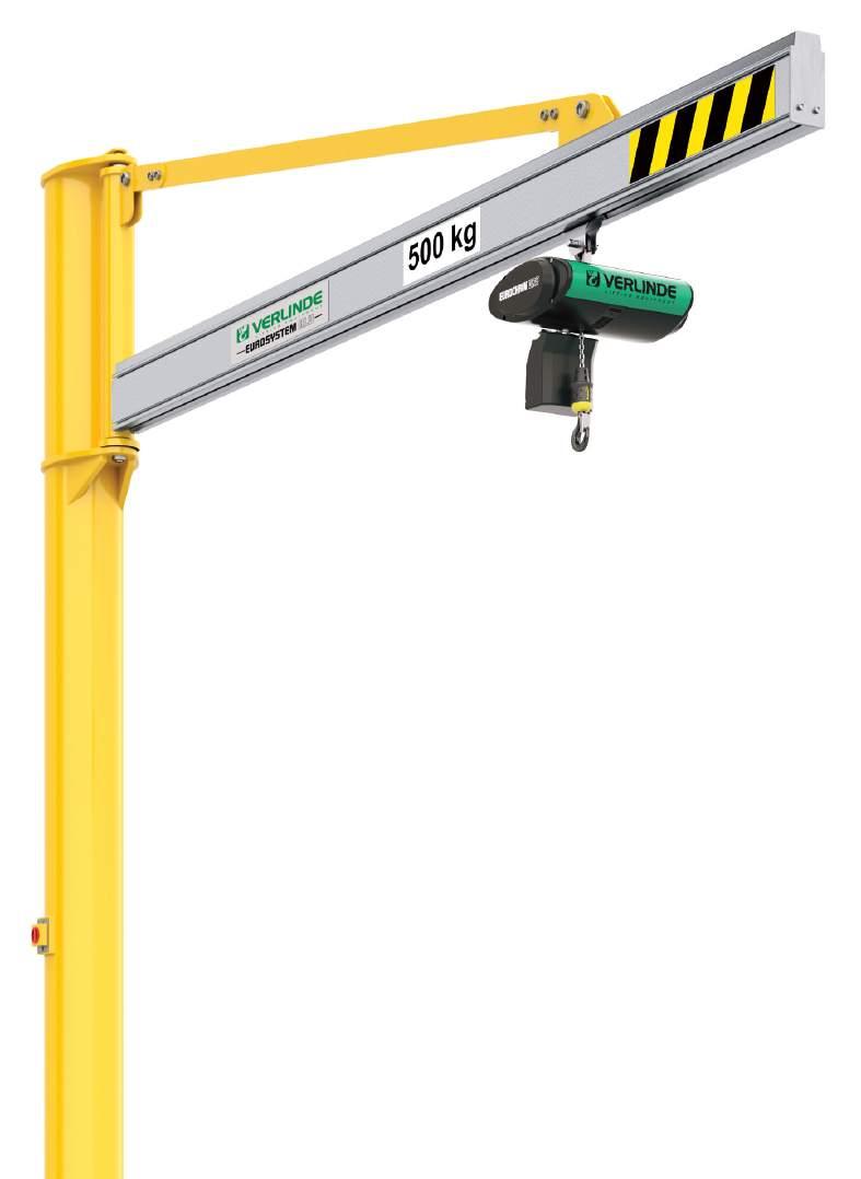 EUROSTYLE VATAL wall mounting jib crane gives the ideal solution for work stations located near a wall or vertical structures.