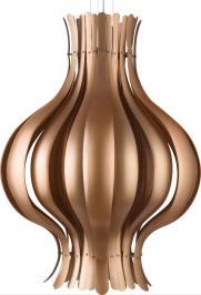 Ø65 cm (25.7") / H: 90 cm (35.6") Onion shaped pendant in metal with copper surface. Indirect light Copper ceiling canopy with 3 wires each 300 cm (118.1") 400 cm (157.