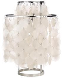 6 ) Table lamp with mother of pearl discs on three ring metal frame. - 220 cm (86.6 ) transparent cord with on/off switch Art.no.
