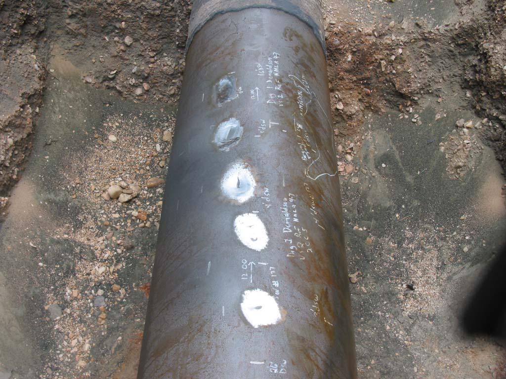 Excavation Findings Top-side-dents with metal loss were primarily due to third party damage contact with the pipelines.