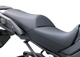 The rear seat is sculpted to support and "lock-in" the pillion.