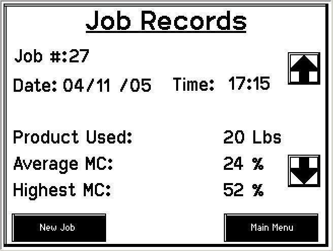Job records After pushing the JOB RECORDS key in the Main Menu screen, the following screen should appear: 2 3 2.