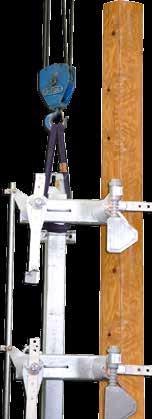 c. When the switch assembly is hoisted to its mounting level, guide the assembly so that the through-bolts projecting from the utility pole slip into the holes in the switch s mounting bracket.