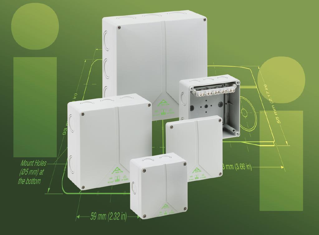 Series Series (formerly the Nautic Series) junction boxes for harsh environments are supplied complete with terminal blocks.