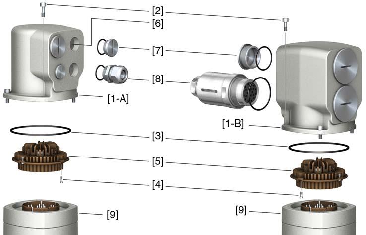 Electrical connection for use in nuclear power plants 5.3. Connection with AUMA plug/socket connector Cross sections AUMA plug/socket connector: Power terminals (U1, V1, W1, U2, V2, W2): max.