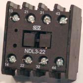 Accessories to KNL Auxiliary contact NDL Two- and four-pole auxiliary contact modules (mounting on basic contactor) NDL1, NDL2, NDL3 Dimensional drawing NDL Type / Ord. Nr.