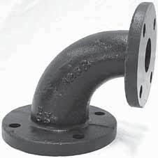CST IRON Cast Iron Flanged Fittings Class 25 (Standard) FIGURE 80 90 Reducing Flanged Elbow FIGURE 804 90 Long Radius Flanged Elbow lack NPS DN NPS DN in mm lbs kg 2 /2 65 2 50 5 27 8.00 8.