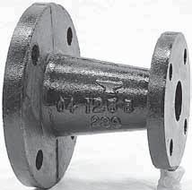 CST IRON Cast Iron Flanged Fittings Class 25 (Standard) FIGURE 825 Flanged Concentric Reducer F FIGURE 826 Flanged Eccentric Reducer F F lack Galv. NPS DN NPS DN in mm lbs kg lbs kg 2 50 /2 40 5 27 2.